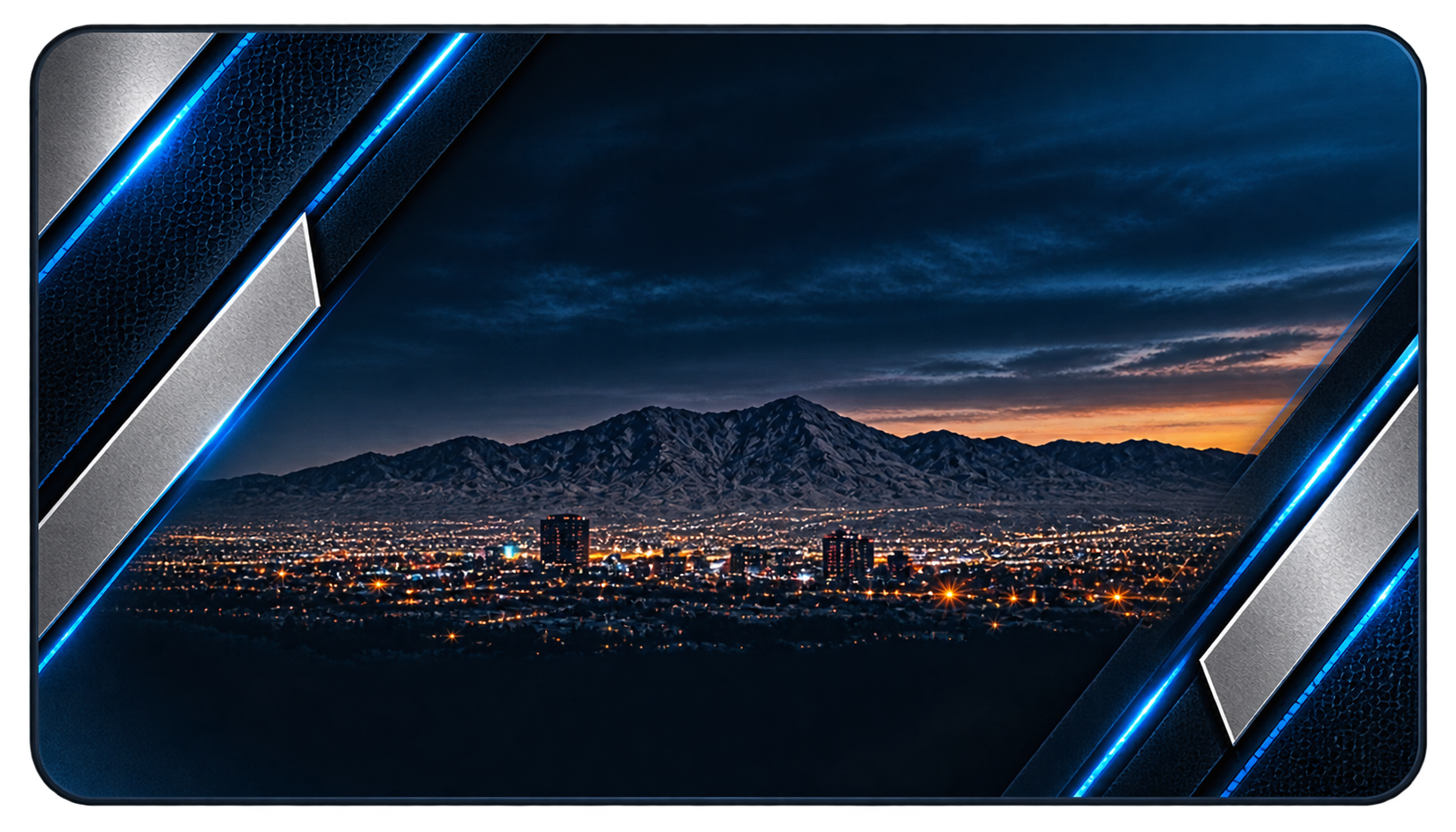 El Paso skyline and Franklin Mountains at sunset