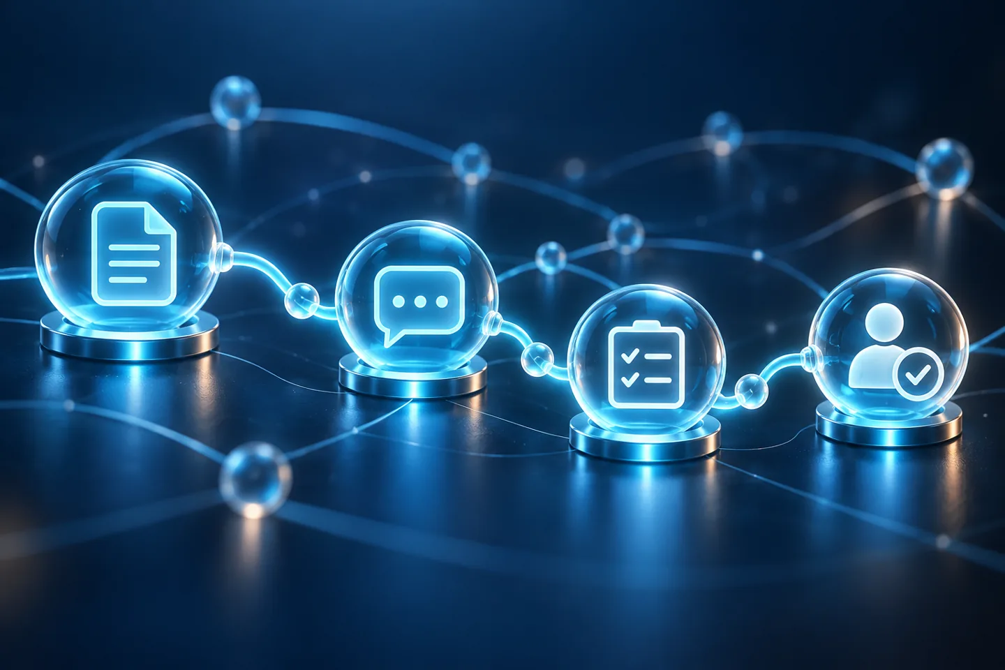 Conceptual connected document, message, checklist and human approval workflow